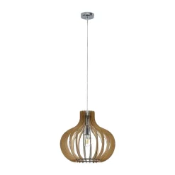 Lindby pendellampe Sina, Ø 35 cm, træ, E27