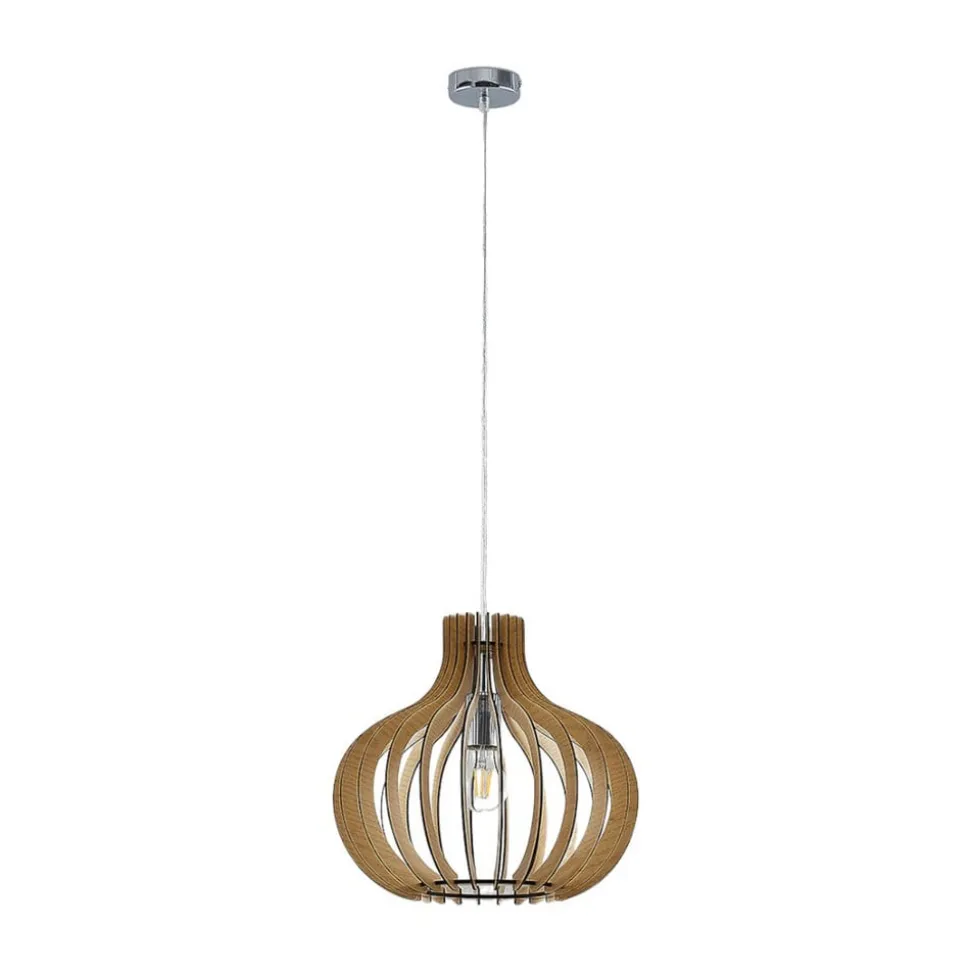 Lindby pendellampe Sina, Ø 35 cm, træ, E27