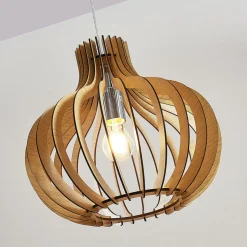 Lindby pendellampe Sina, Ø 35 cm, træ, E27