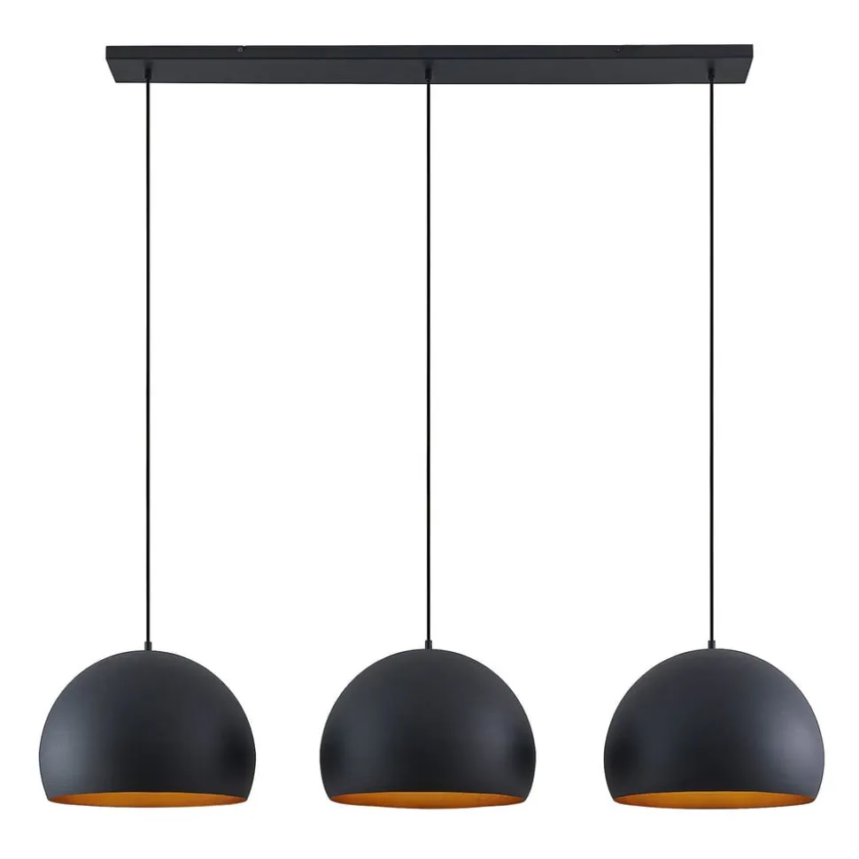 Lindby pendellampe Tarjei, 146 cm lang, sort/guld, metal