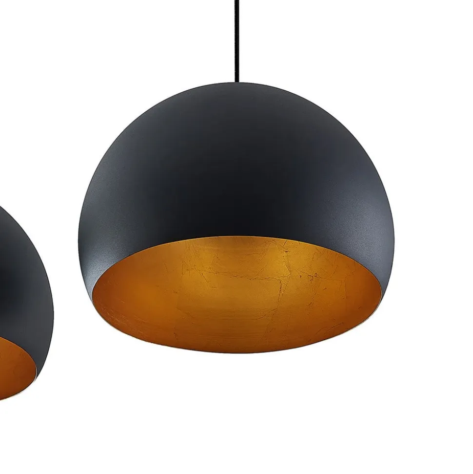 Lindby pendellampe Tarjei, 146 cm lang, sort/guld, metal