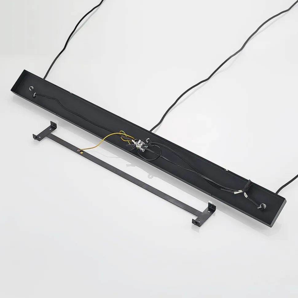 Lindby pendellampe Tarjei, længde 120 cm, sort/guld, metal