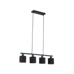 Lindby pendellampe Vasilia, 75 cm, sort/guld, stof