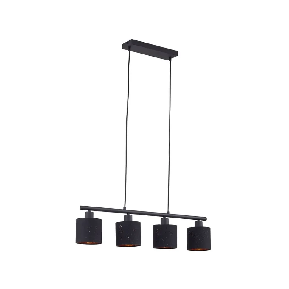 Lindby pendellampe Vasilia, 75 cm, sort/guld, stof