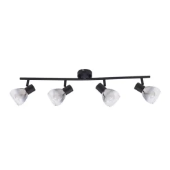 Lindby Pendura loftlampe, 4 lyskilder, sort, glas
