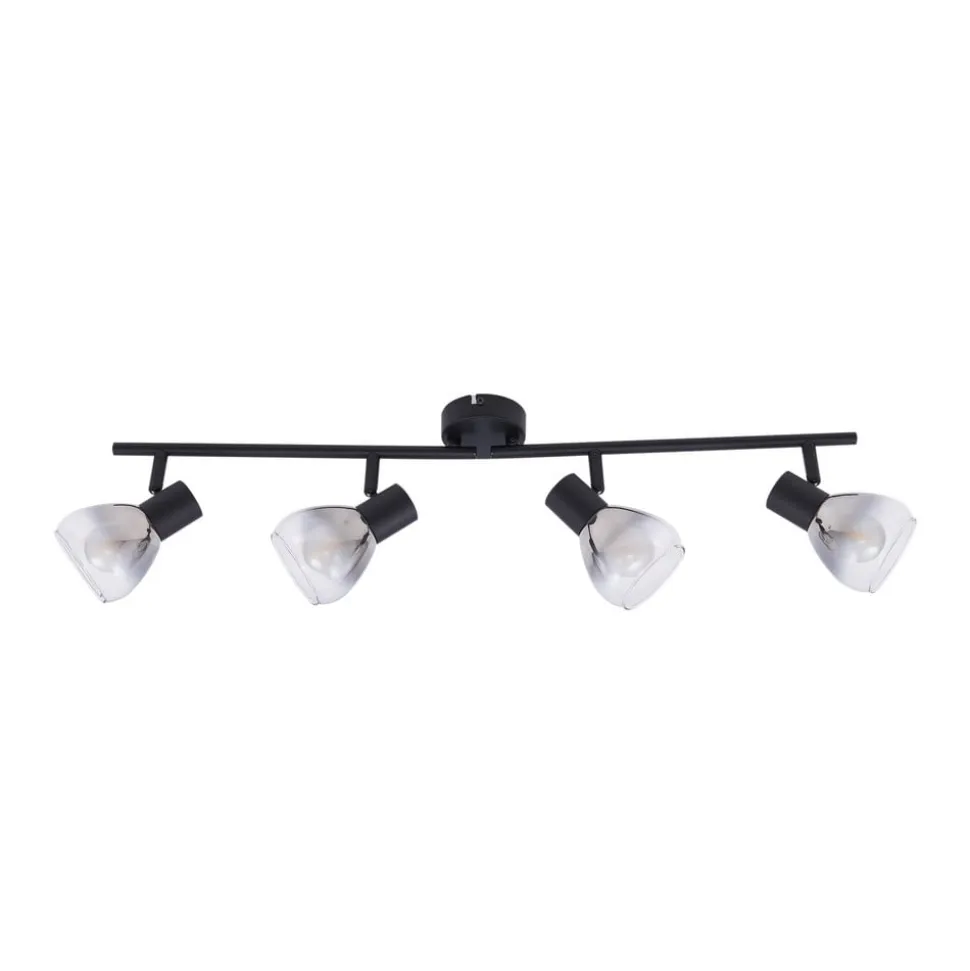 Lindby Pendura loftlampe, 4 lyskilder, sort, glas