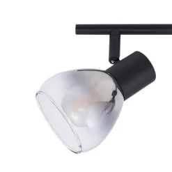Lindby Pendura loftlampe, 4 lyskilder, sort, glas
