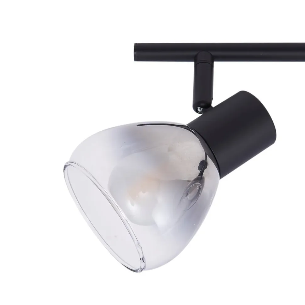 Lindby Pendura loftlampe, 4 lyskilder, sort, glas