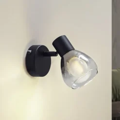 Lindby Pendura væglampe, Ø 9 cm, sort, glas