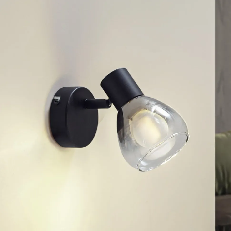 Lindby Pendura væglampe, Ø 9 cm, sort, glas