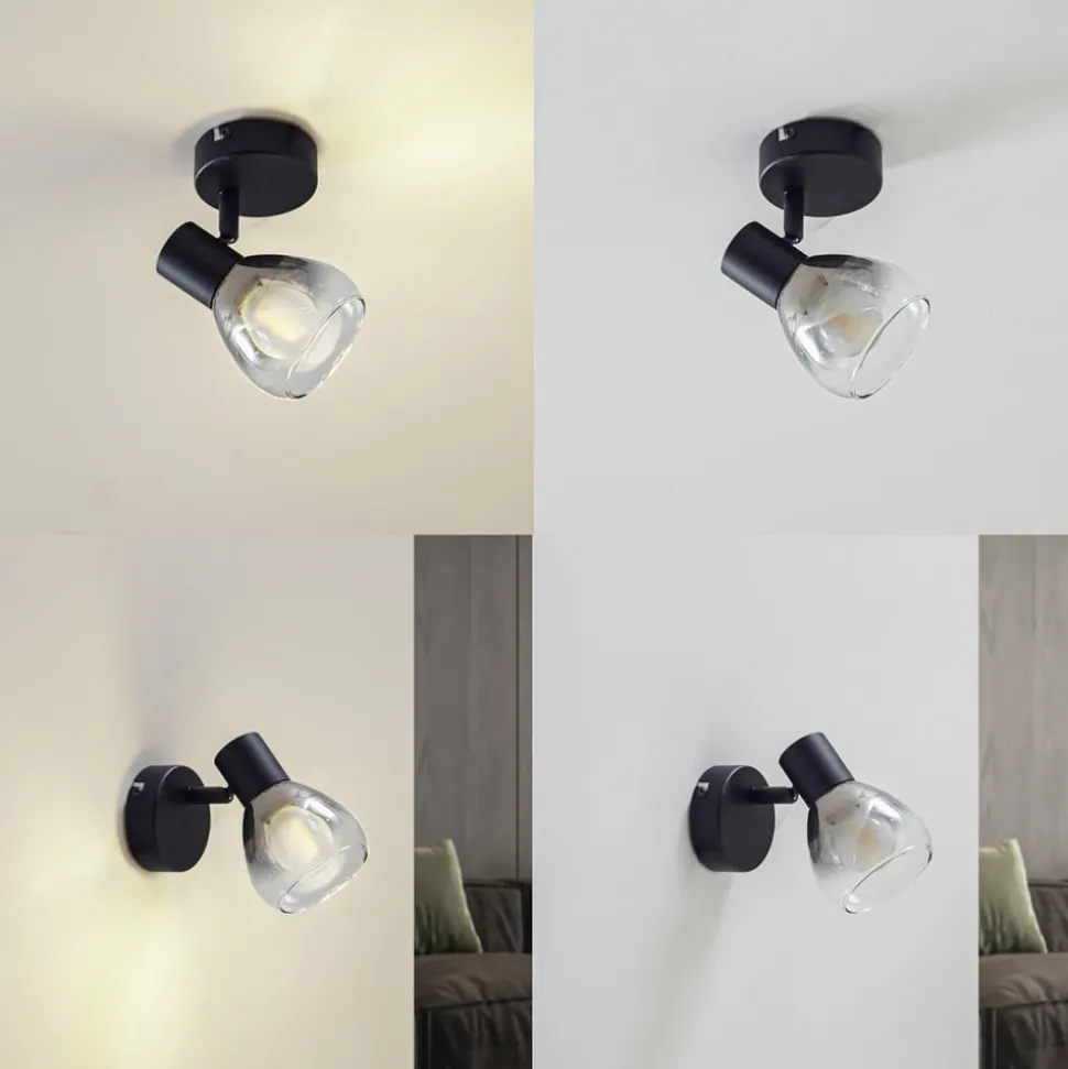 Lindby Pendura væglampe, Ø 9 cm, sort, glas