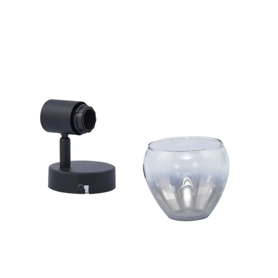Lindby Pendura væglampe, Ø 9 cm, sort, glas