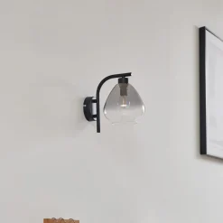 Lindby Pendura væglampe, Ø 15 cm, sort, glas