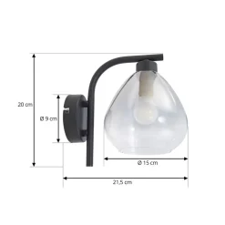 Lindby Pendura væglampe, Ø 15 cm, sort, glas