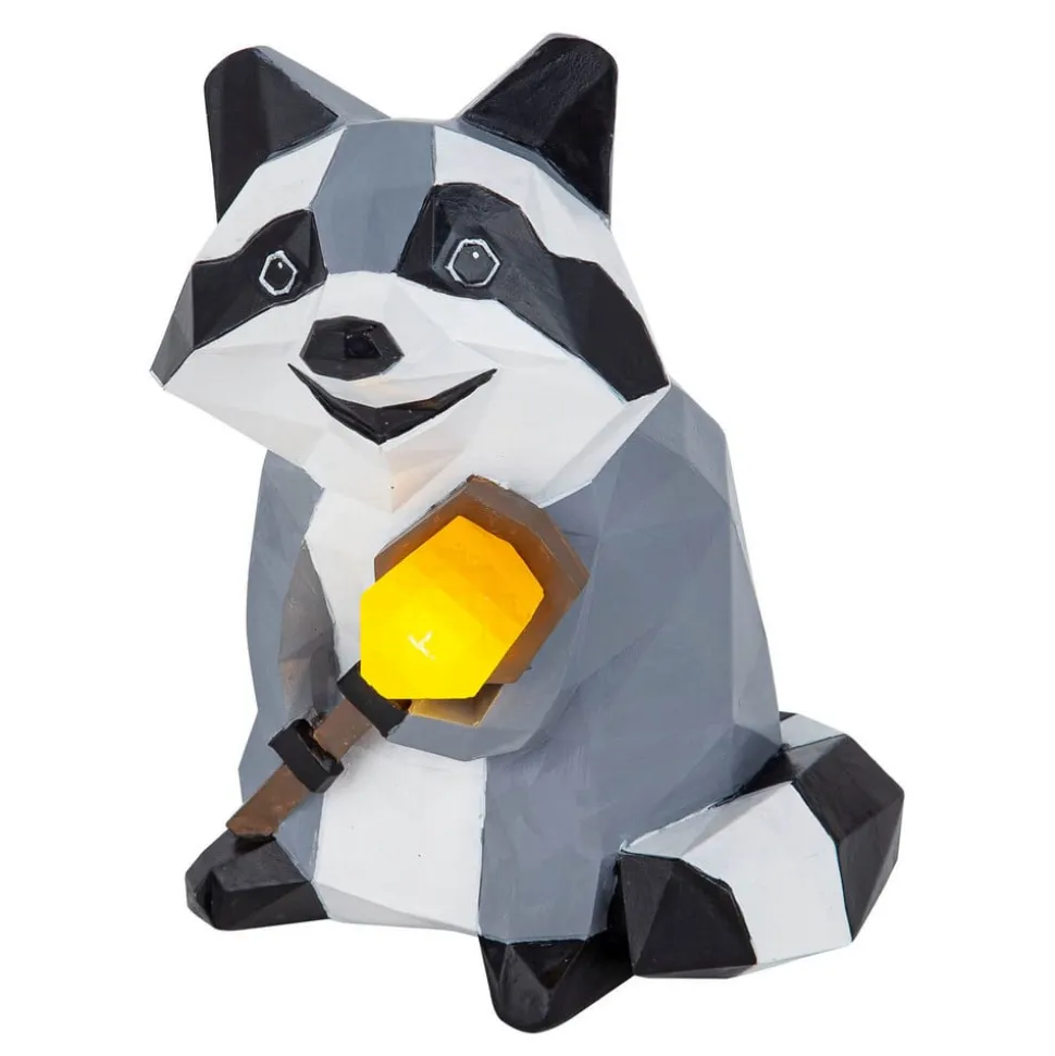 Lindby Racoon LED-solcellelampe, figur, vaskebjørn