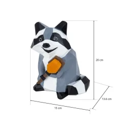 Lindby Racoon LED-solcellelampe, figur, vaskebjørn