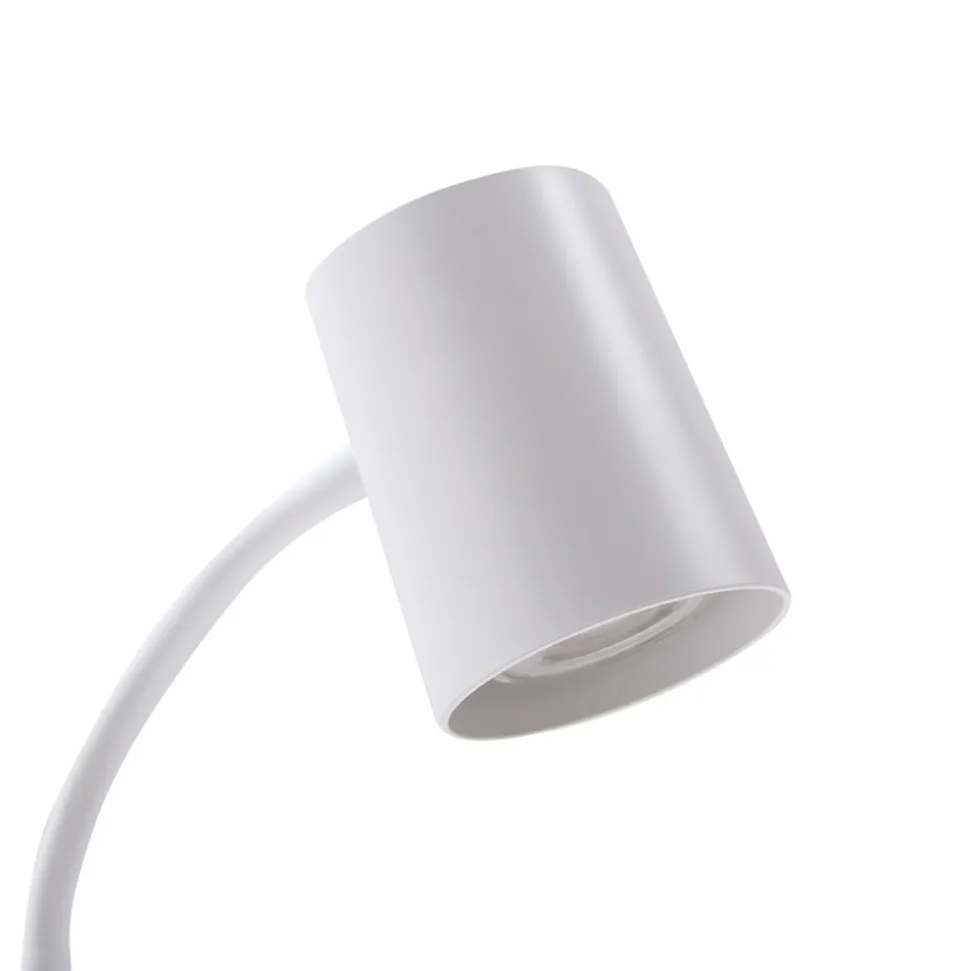 Lindby Radka bordlampe, hvid, plast, GU10, fleksibel arm
