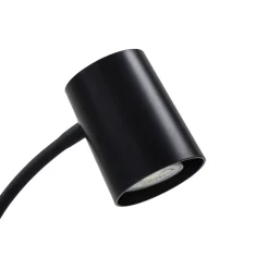 Lindby Radka bordlampe, sort, plast, fleksibel arm