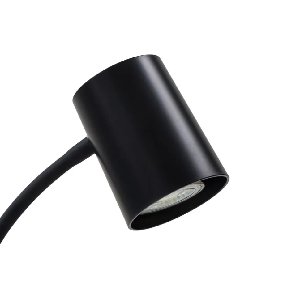 Lindby Radka bordlampe, sort, plast, fleksibel arm