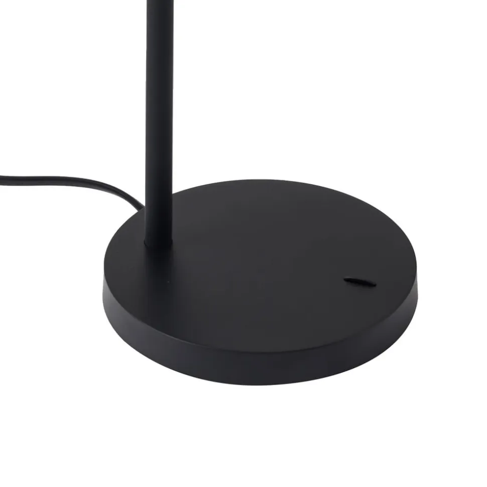 Lindby Radka bordlampe, sort, plast, fleksibel arm