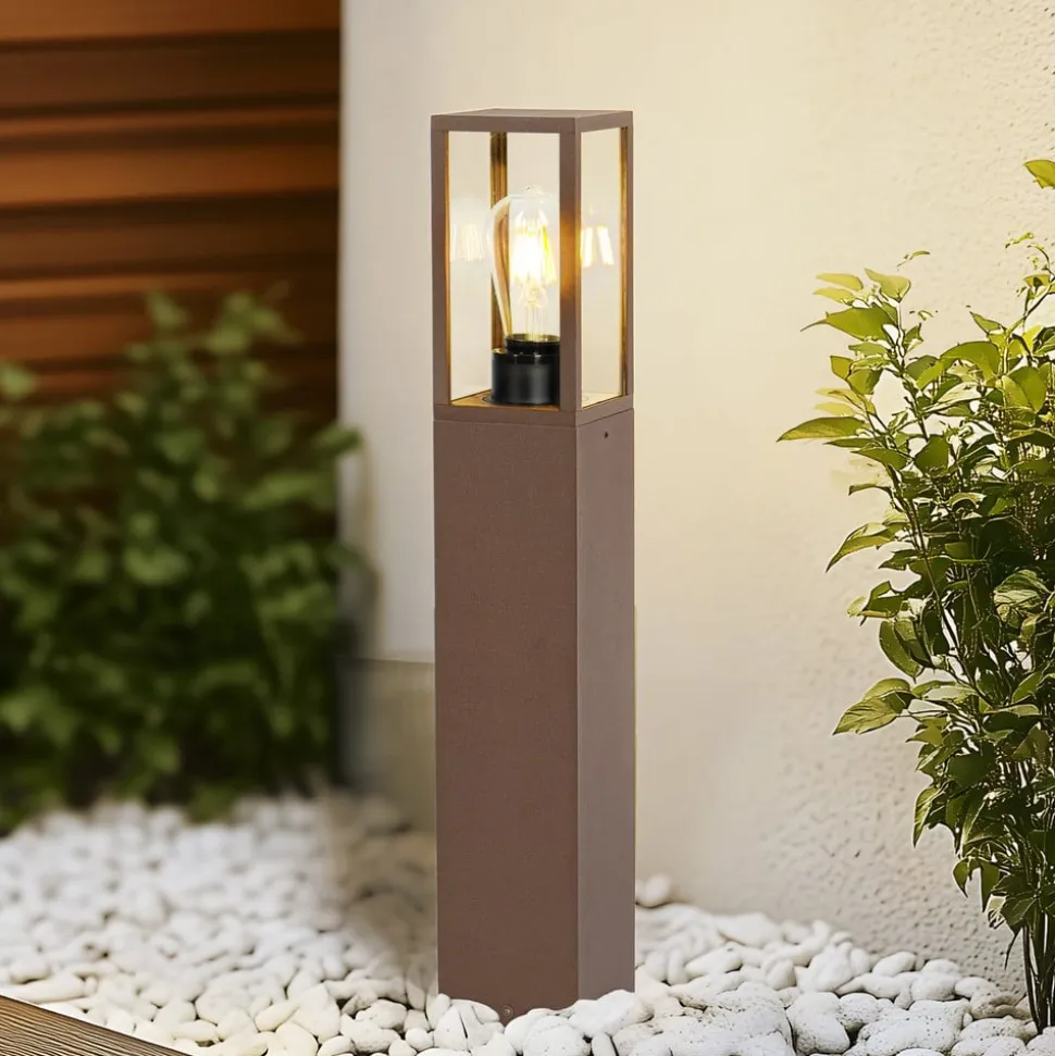 Lindby Robigus sokkellampe, rustfarvet, aluminium