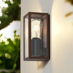 Lindby Robigus udendørs væglampe, rustfarvet, aluminium