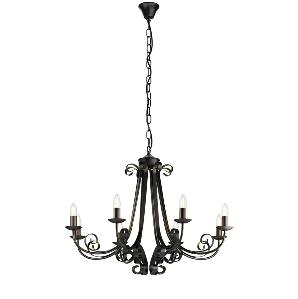 Lindby Scaleria lysekrone, 8 lyskilder, brun