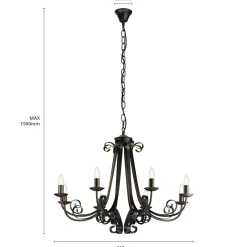 Lindby Scaleria lysekrone, 8 lyskilder, brun
