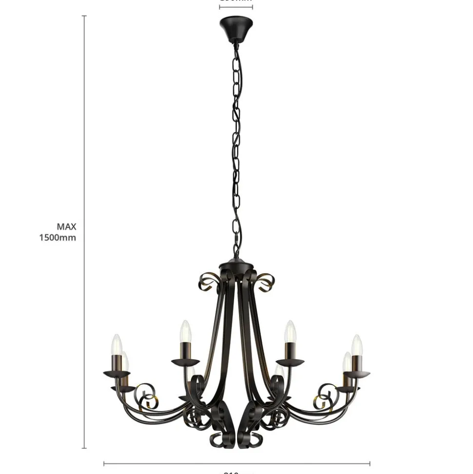 Lindby Scaleria lysekrone, 8 lyskilder, brun