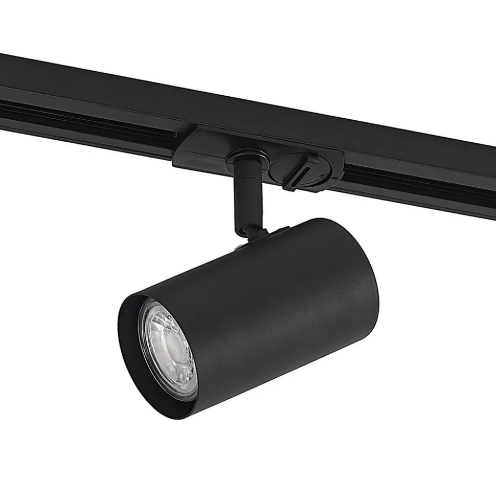 Lindby skinnespot Linaro, GU10, Ø 6 cm, sort, 1-faset
