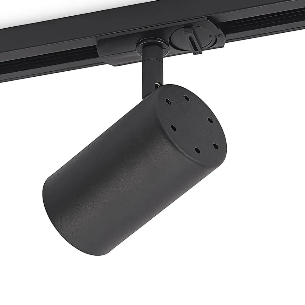 Lindby skinnespot Linaro, GU10, Ø 6 cm, sort, 1-faset