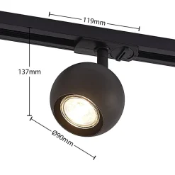 Lindby skinnespot Linaro, GU10, Ø 9 cm, sort, 1-faset