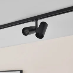 Lindby skinnespot Linaro, GU10, 2 lyskilder, sort, afdækning