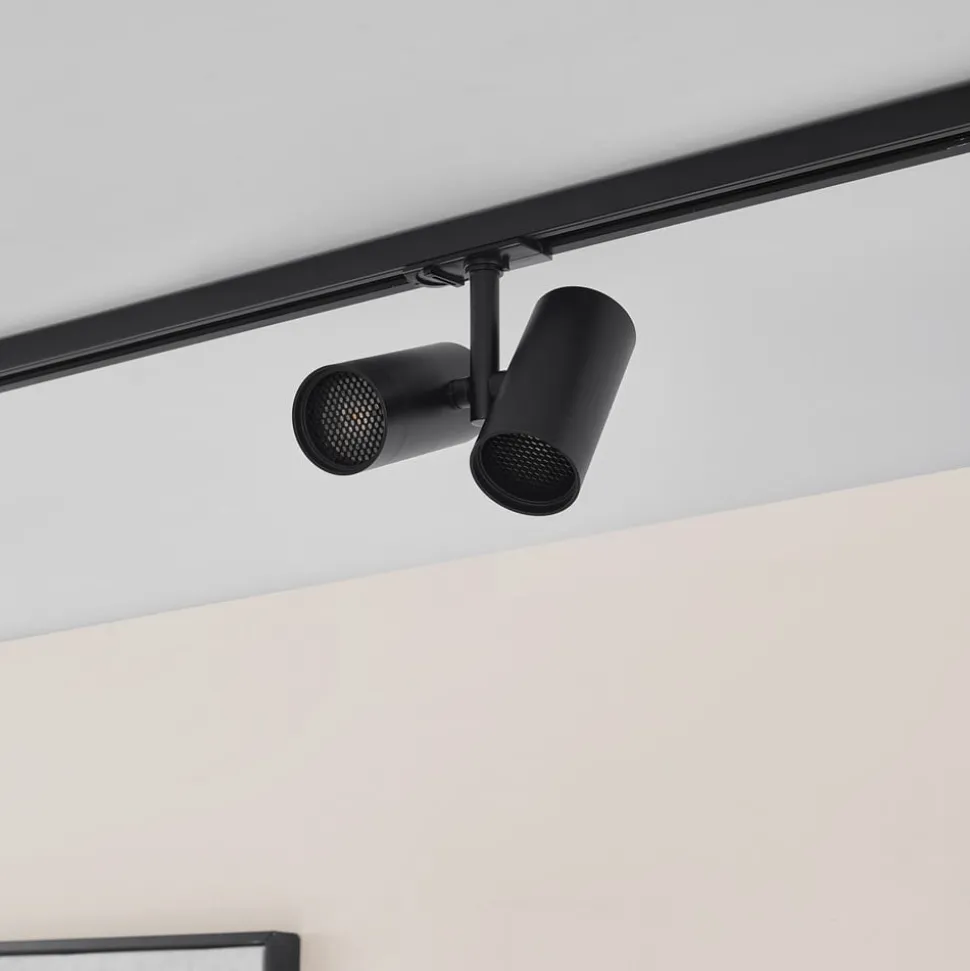 Lindby skinnespot Linaro, GU10, 2 lyskilder, sort, afdækning