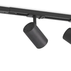 Lindby skinnesystem Linaro, GU10, 4 lyskilder, sort, Ø 6 cm