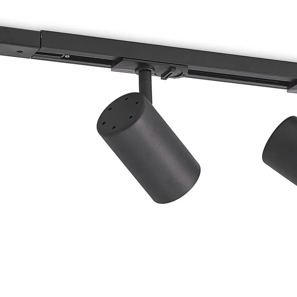Lindby skinnesystem Linaro, GU10, 4 lyskilder, sort, Ø 6 cm