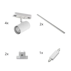 Lindby skinnesystem Linaro, GU10, 4 lyskilder, hvid, Ø 6 cm