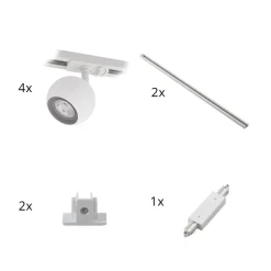 Lindby skinnesystem Linaro, GU10, 4 lyskilder, hvid, Ø 9 cm