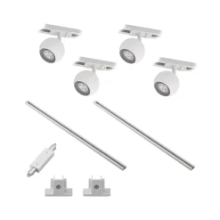 Lindby skinnesystem Linaro, GU10, 4 lyskilder, hvid, Ø 9 cm