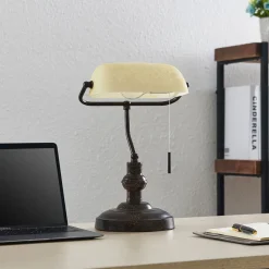 Lindby skrivebordslampe Profina, 39 cm, rustbrun, stål