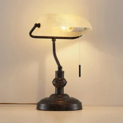 Lindby skrivebordslampe Profina, 39 cm, rustbrun, stål