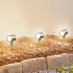 Lindby Smart LED jordspydsspot Nycta, RGB, Tuya, sæt med 3 stk