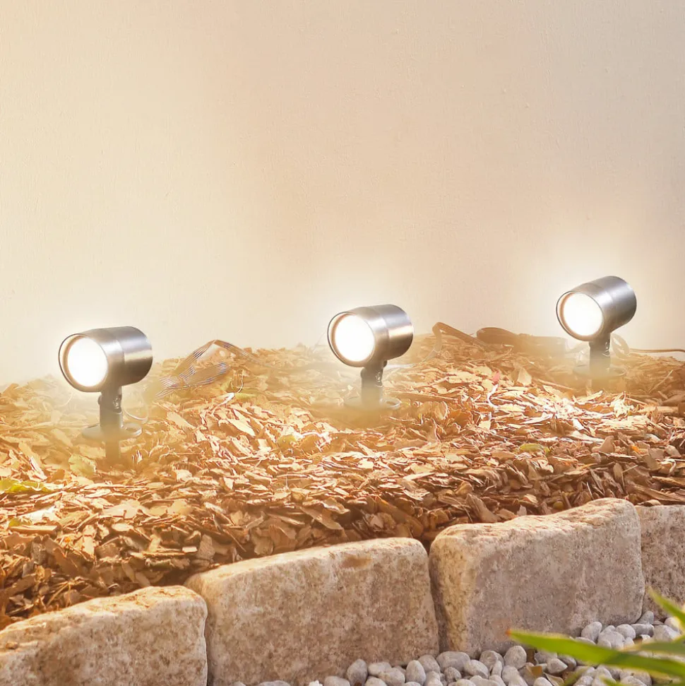 Lindby Smart LED jordspydsspot Nycta, RGB, Tuya, sæt med 3 stk