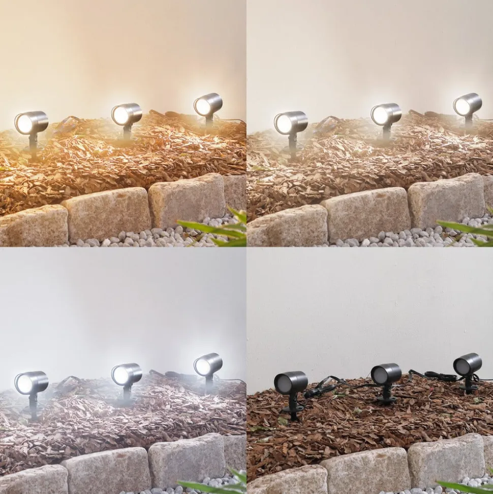 Lindby Smart LED jordspydsspot Nycta, RGB, Tuya, sæt med 3 stk