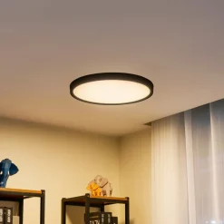 Lindby Smart LED loftlampe Pravin, Ø 50 cm, CCT, sort