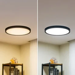 Lindby Smart LED loftlampe Pravin, Ø 50 cm, CCT, sort