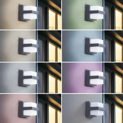 Lindby Smart LED udendørs væglampe Fyra kantet CCT RGB Tuya