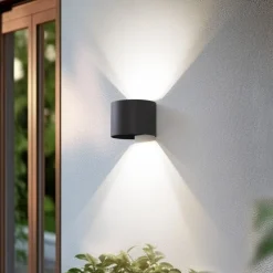 Lindby Smart LED udendørs væglampe Dara grå rund CCT RGB Tuya
