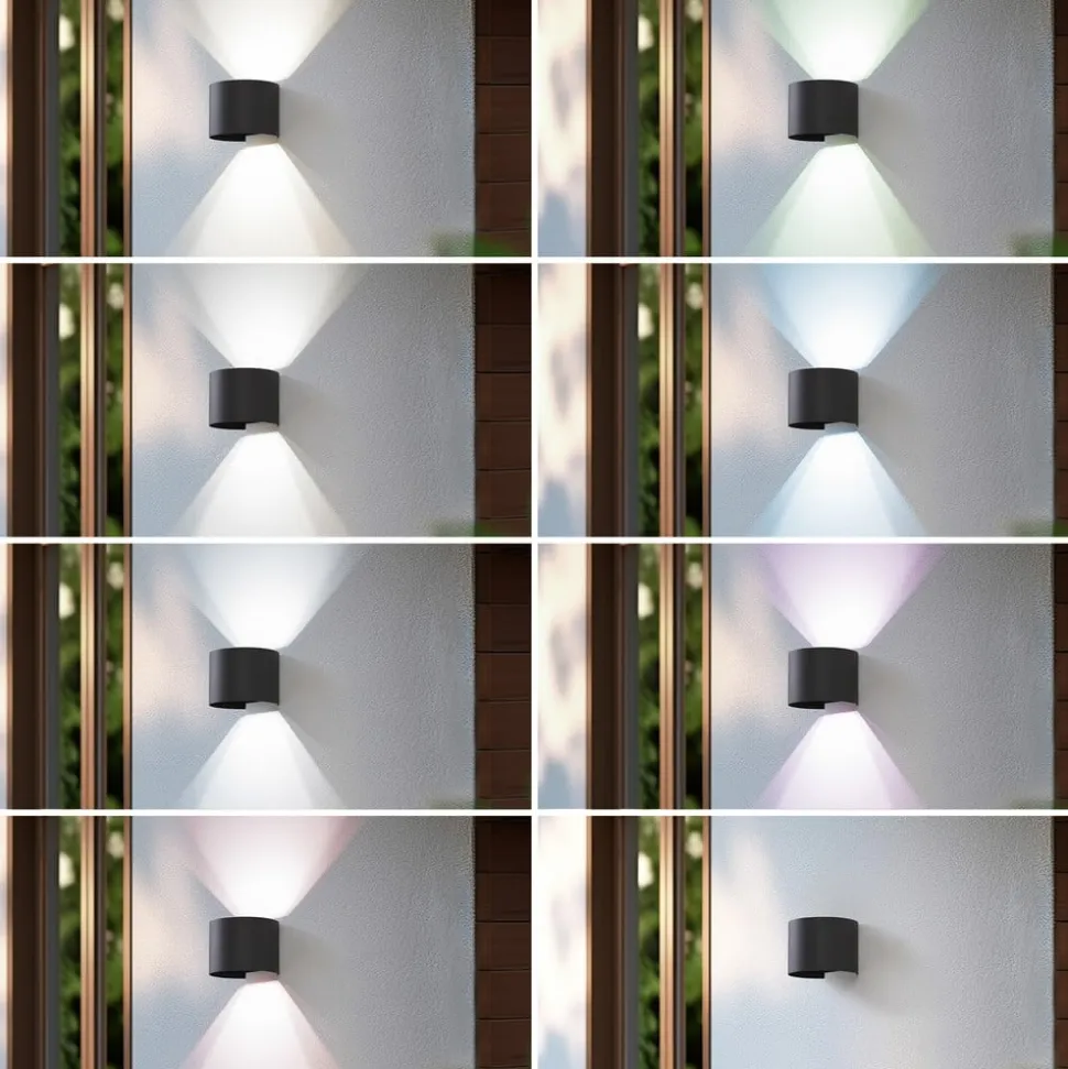 Lindby Smart LED udendørs væglampe Dara grå rund CCT RGB Tuya