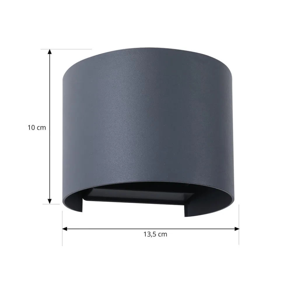 Lindby Smart LED udendørs væglampe Dara grå rund CCT RGB Tuya